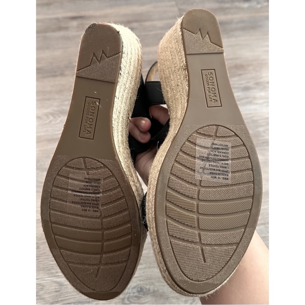 🆕 Women’s Sonoma Ortholite Eco Black Braided Espadrille Wedge Sandals - Picture 12 of 16